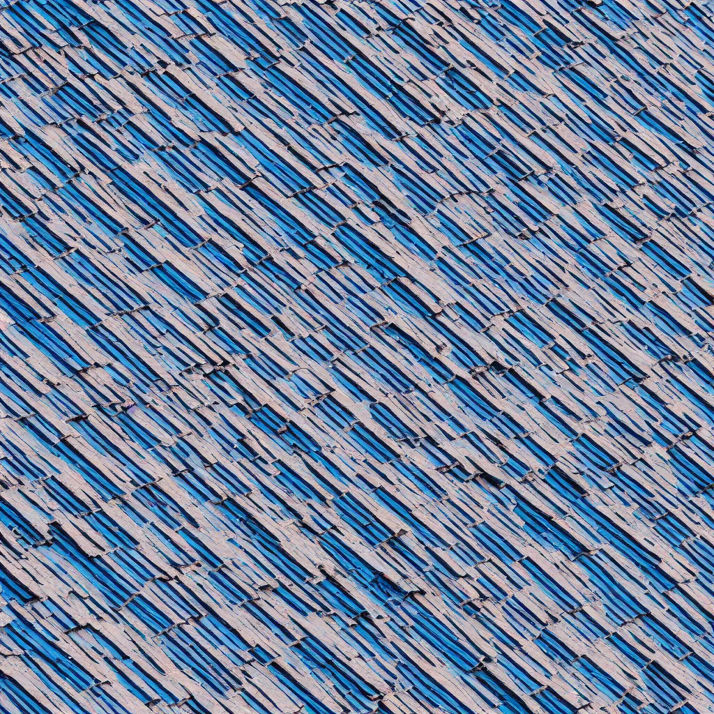 Prompt: bird's eye view of single blue rooftop building, seamless texture of bricks on top of roof, 8k