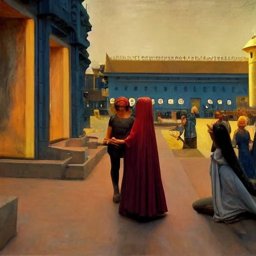 Image similar to a medieval battle in mumbai, hyperrealistic film still by edward hopper, by gottfried helnwein, by klimt, art nouveau, highly detailed, strong lights, liminal, eerie, metaphysical, bright pastel colors,