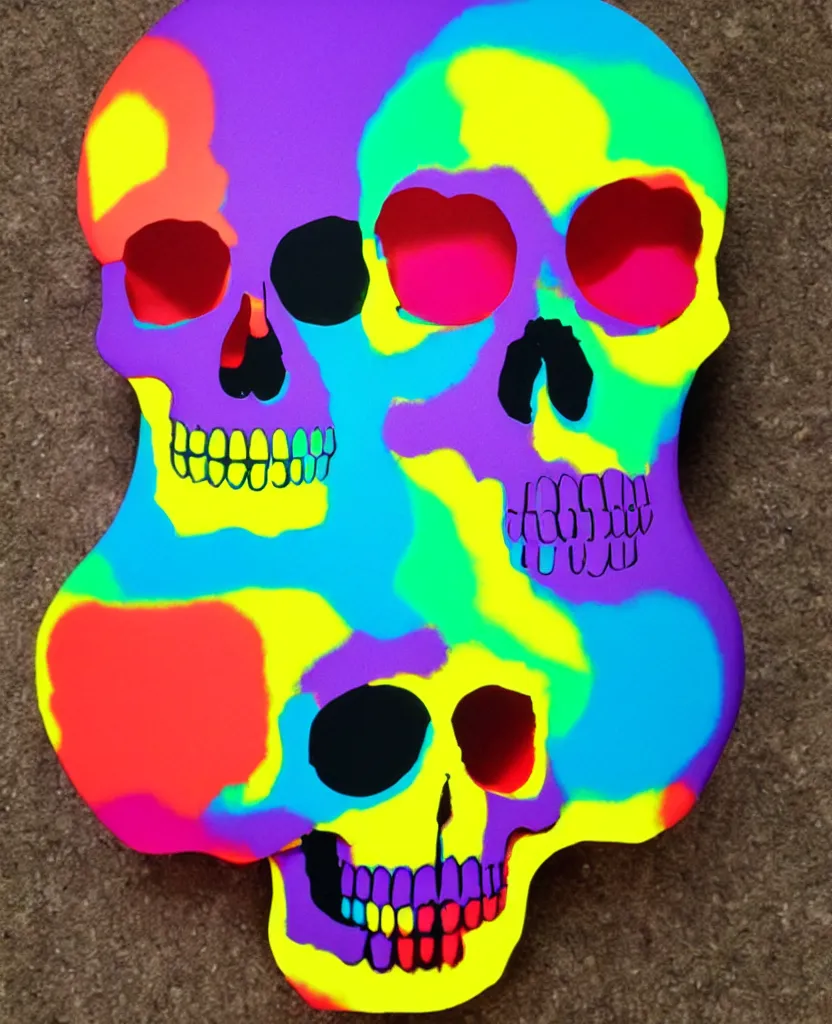 Prompt: rainbow skull art toy, vinyl, resin, handmade, andy warhol style