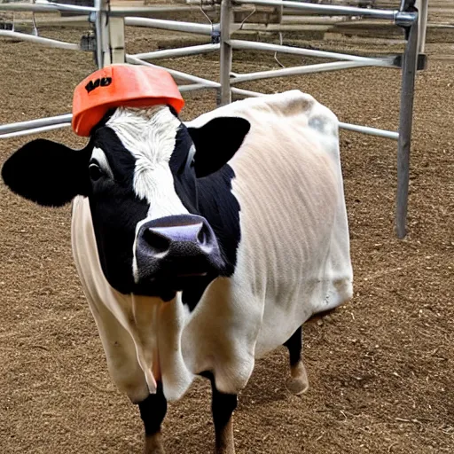 Image similar to mugshot of a cow dressed as an inmate