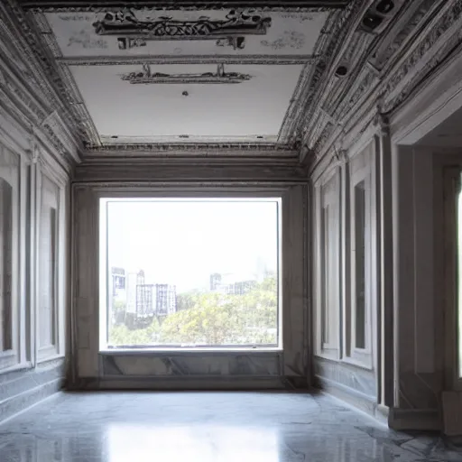 Prompt: empty windowless marble room