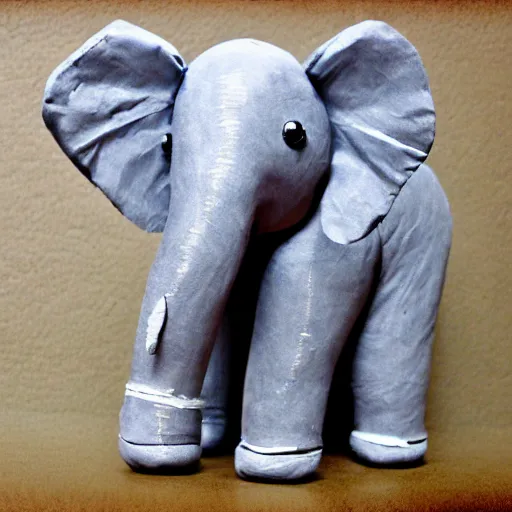 Image similar to elephant in paper mache, realistic