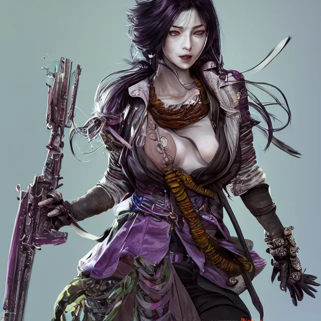 Prompt: the portrait of chaotic neutral very colorful smiling female rogue assassin as unimaginably beautiful, gorgeous, elegant, realistic young sexy anime gravure idol, an ultrafine hyperdetailed illustration by kim jung gi, irakli nadar, detailed faces, sharp hyperfocus, intricate linework, octopath traveler, unreal engine 5 highly rendered, global illumination, detailed and intricate environment