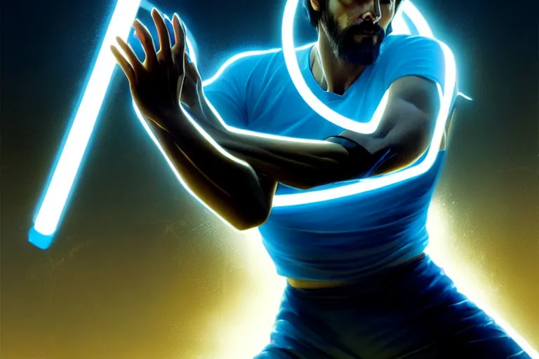 Image similar to tron legacy jesus playing basketball, face, diffuse lighting, hyper realistic, concept art, intricate, hyper detailed, smooth, sharp focus, illustration, artstation, art by greg rutkowski and james gurney and alphonse mucha