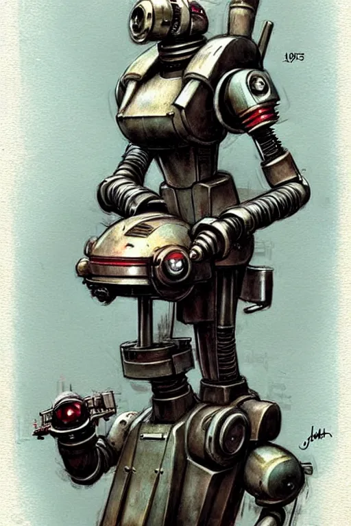 Image similar to ( ( ( ( ( warhammer 4 0 k, 1 9 5 0 s retro future robot android maid. muted colors. ) ) ) ) ) by jean - baptiste monge!!!!!!!!!!!!!!!!!!!!!!!!!!!!!!