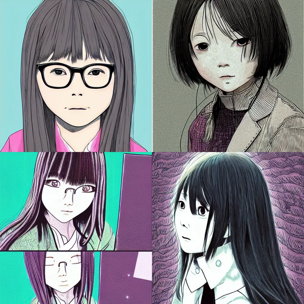 Prompt: aiko tanaka, manga, highly detailed, digital art, centered, portrait, colored accurately, in the style of inio asano