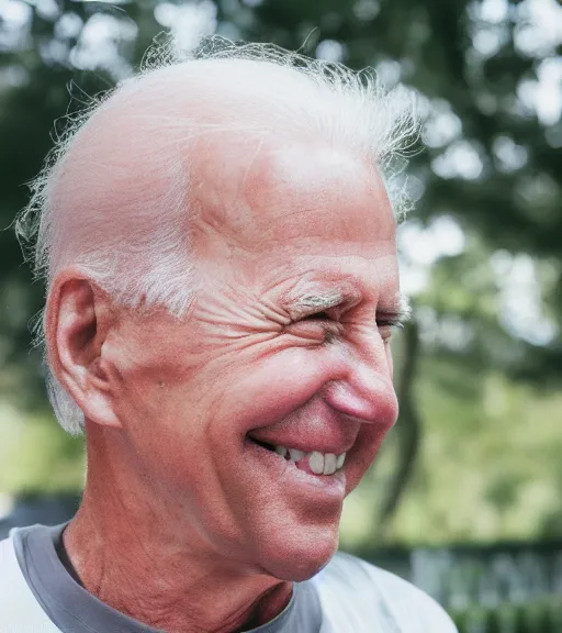 Image similar to award winning 5 5 mm close up portrait color photo of super saiyan biden, in a park by luis royo. soft light. sony a 7 r iv