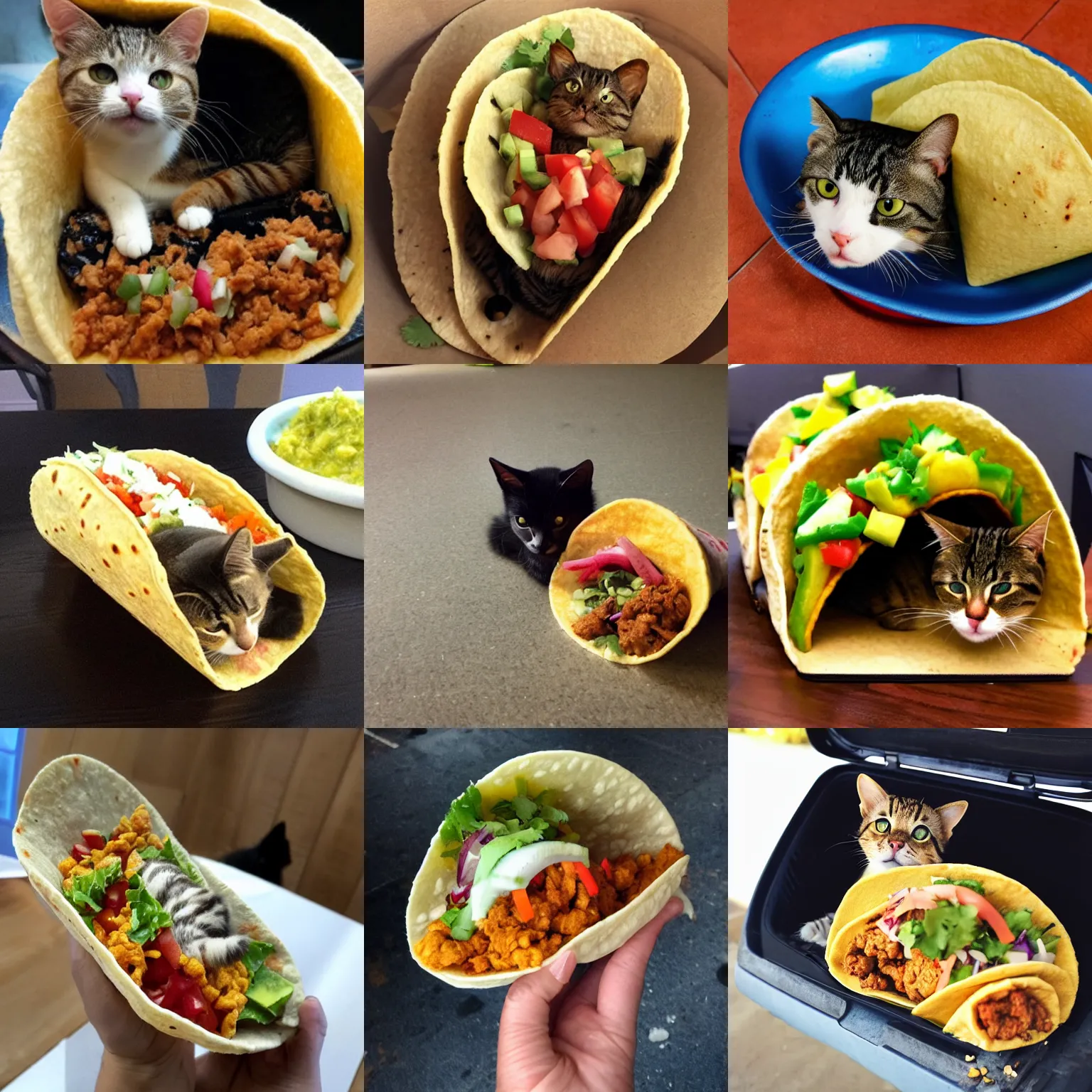 Prompt: cat in a taco