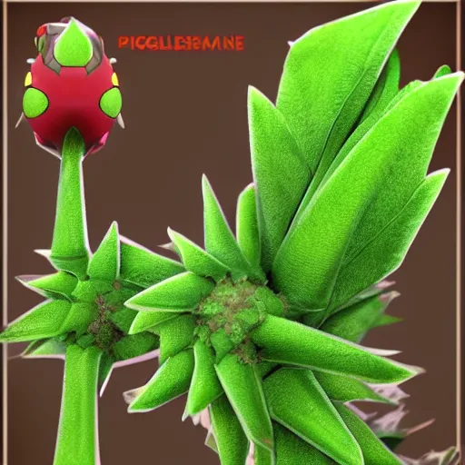 Image similar to a pokemon that looks like pigweed, a pigweed with a bromeliad pattern, digital art. trending on art station, unreal engine.