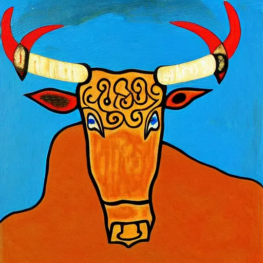 Image similar to minotaur, minoan painting