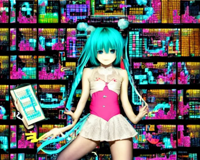 Image similar to fractal hatsune miku playing tetris, romance novel cover, cookbook photo, in 1 9 9 5, y 2 k cybercore, industrial photography, still from a ridley scott movie