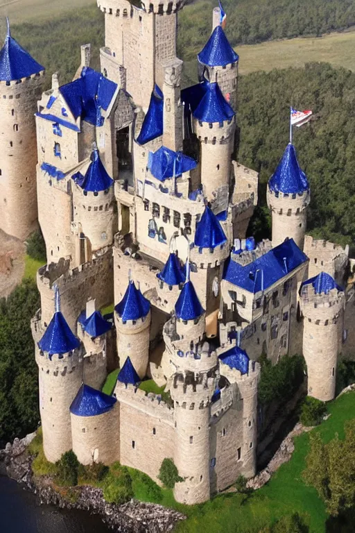 Prompt: a huge castle made out of sapphire stone