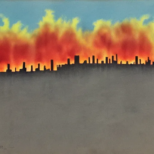 Prompt: fire and smoke rising from a city, 2 0 1 1