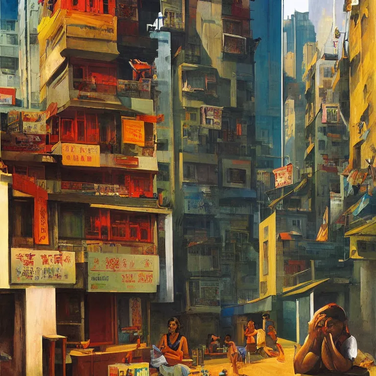 Image similar to shiva in honk kong slums, , painted by Edward Hopper, painted by James Gilleard, airbrush