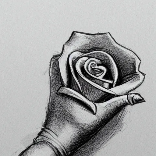 Image similar to concept art of a finger touching a rose, sketch, drawing, clear image,