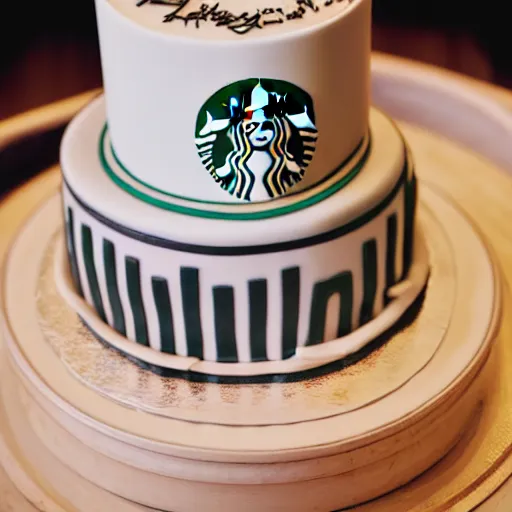 Image similar to photograph birthday cake with starbucks theme, dslr photography