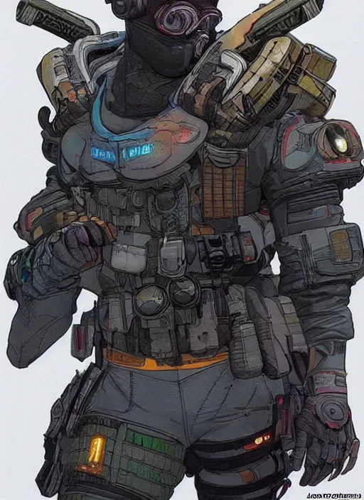 Image similar to apex legends cyberpunk blackops swimmer. concept art by james gurney and mœbius. gorgeous face.