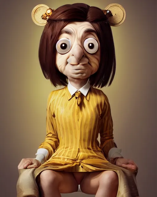 Prompt: beautiful mr bean as honey, made of honey, wearing honey - themed miniskirt, award winning creature portrait photography, extremely detailed, artstation, 8 k, sensual lighting, incredible art, wlop, artgerm, backlit, rim lighting, hi - fructose