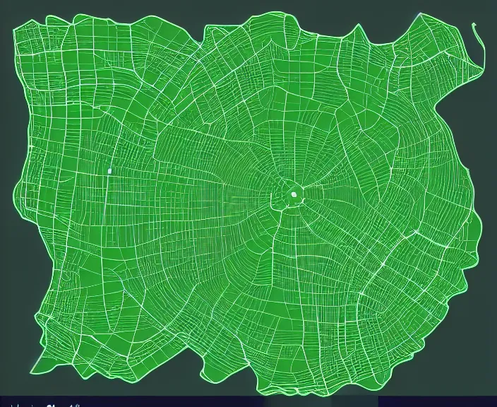 Image similar to top down 2d vector map with black background and green islands