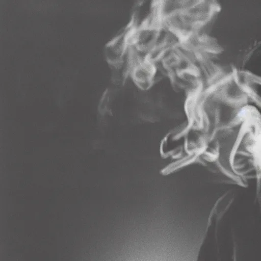 Image similar to photograph of a man in the process of transmuting into smoke