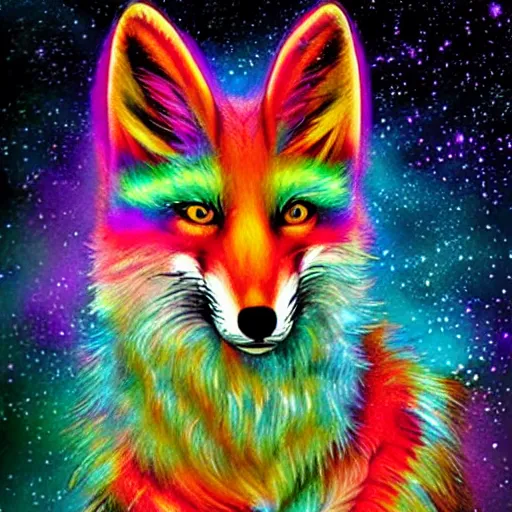 Image similar to rainbow cosmic fox