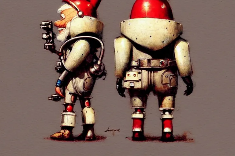 Prompt: adventurer ( ( ( ( ( 1 9 5 0 s retro future robot android explorer knomes. muted colors. ) ) ) ) ) by jean baptiste monge!!!!!!!!!!!!!!!!!!!!!!!!! chrome red