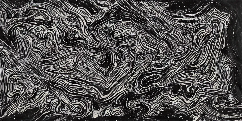 Image similar to topo camo, swirls, technical, acrylic, teeth, death metal, eerie, tribal, clay, dotting, lines, stipple, points, cybernetic, style of old painting, francis bacon art, sleep paralysis, hypnosis, eerie, terror, oil, neon, black and white, splotches, colorful dots, ominous, abstract