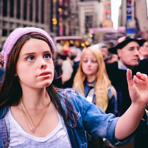 Image similar to girl in new york casting spell in crowd