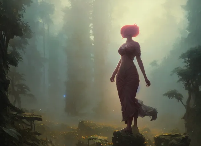 Image similar to full body view, highly detailed portrait of christina hendricks, stephen bliss, unreal engine, art by greg rutkowski, loish, rhads, ferdinand knab, makoto shinkai and lois van baarle, ilya kuvshinov, rossdraws, tom bagshaw, global illumination, radiant light, detailed and intricate environment