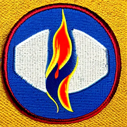 Prompt: a retro minimalist clean fire flame warning patch