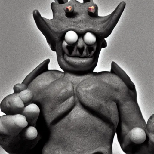 Image similar to demon, photo from the 70s, stop motion, claymation