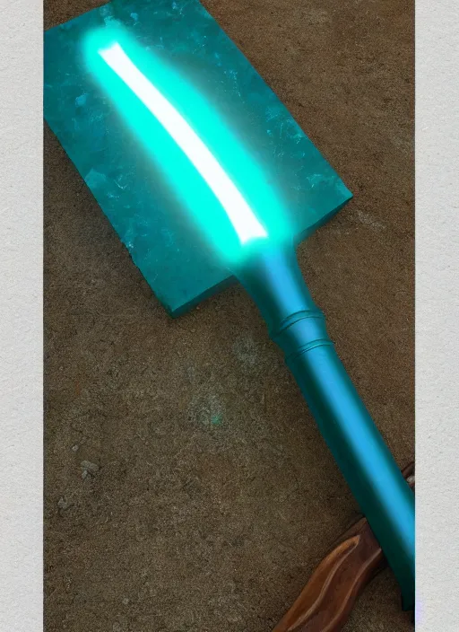 Image similar to Glowing Teal Battleaxe emanating energy