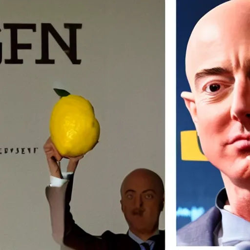 Image similar to lemon with the face of jeffrey bezos