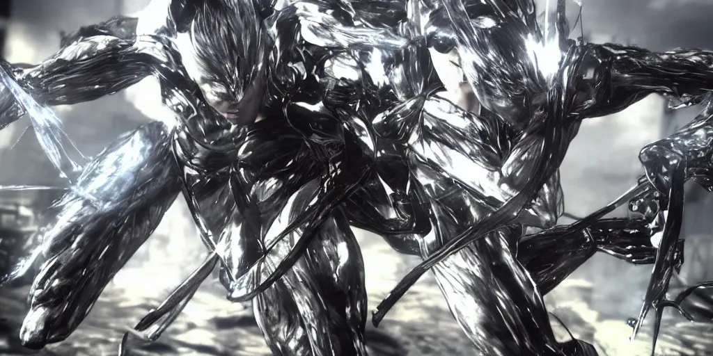 Prompt: Metal Gear Rising, beautiful, gracious, true color, hyper realistic, ultra detailed, ultra realistic