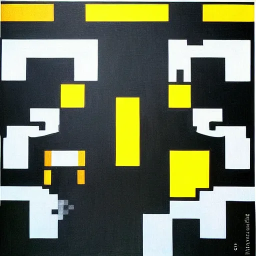 Image similar to pac - man - maze!!!!!!! painting by mondrian