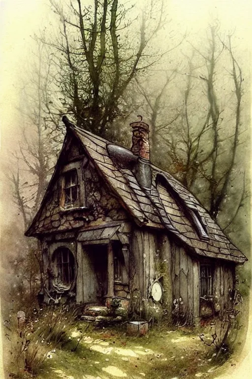 Image similar to (((((1950s witches cottage in the woods . muted colors.))))) by Jean-Baptiste Monge !!!!!!!!!!!!!!!!!!!!!!!!!!!