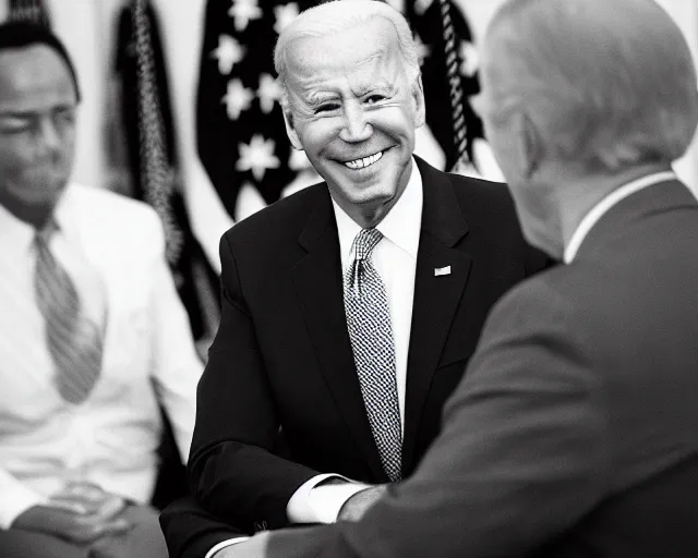 Image similar to president joe biden face to face with president joe biden, nikon 3 5 mm, photograph