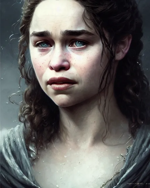 Image similar to emilia clarke teenage, character portrait, portrait, close up, concept art, intricate details, highly detailed by greg rutkowski, michael whelan and gustave dore