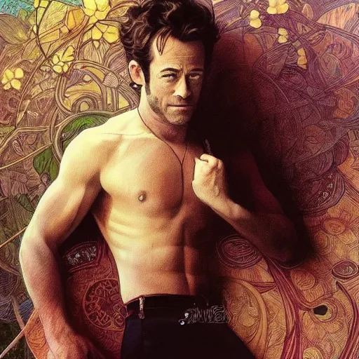 Image similar to amazing lifelike award winning pencil illustration of Luke Perry 90210 trending on art station artgerm Greg rutkowski alphonse mucha cinematic