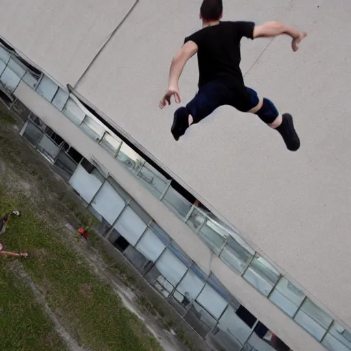 Image similar to parkour fail, falling from high building pov