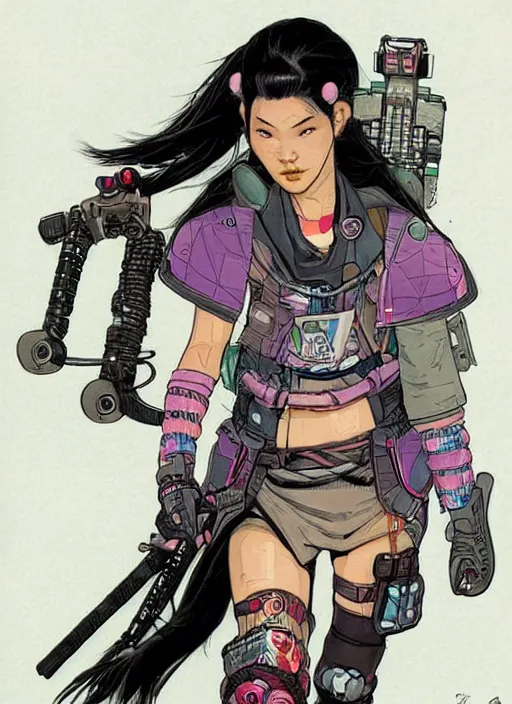 Image similar to sophia tanaka. apex legends cyberpunk samurai lady. concept art by james gurney and mœbius. gorgeous face.