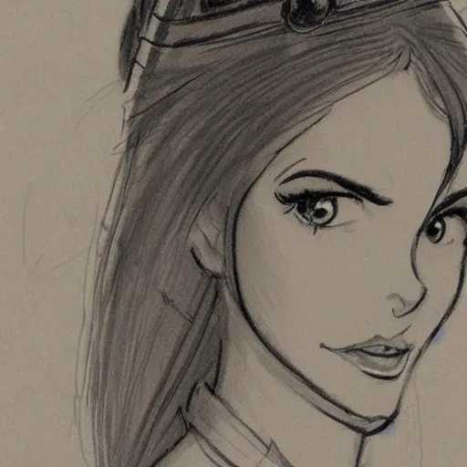 Image similar to milt kahl sketch of victoria justice as princess padme from star wars episode 3