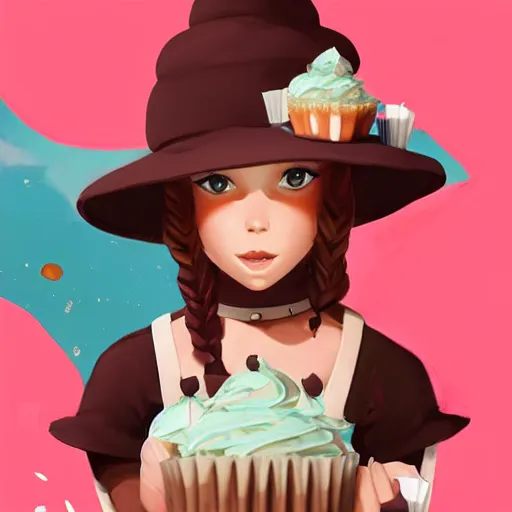 Image similar to personification of chocolate cupcake, cute hats, digital illustration by artgerm, tooth wu, studio ghibli, deviantart, sharp focus, artstation, bakery by greg rutkowsky, loish