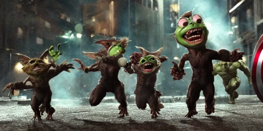 Image similar to frame from 2012 the avengers gremlins