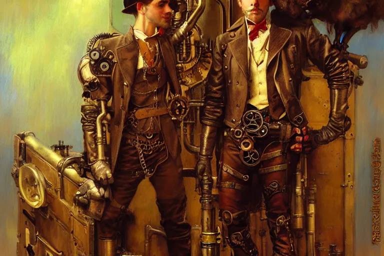 Image similar to steampunk style, male, painting by gaston bussiere, craig mullins, j. c. leyendecker, tom of finland