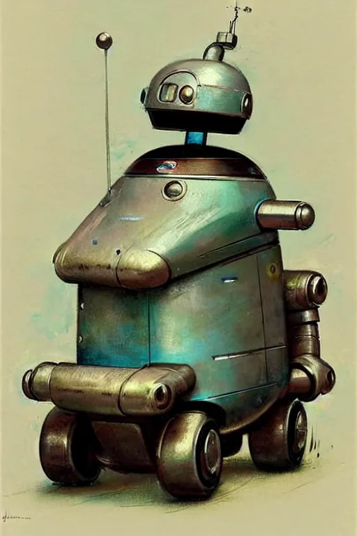 Image similar to ( ( ( ( ( 1 9 5 0 s retro future android robot fat robot dog wagon. muted colors., ) ) ) ) ) by jean - baptiste monge,!!!!!!!!!!!!!!!!!!!!!!!!!