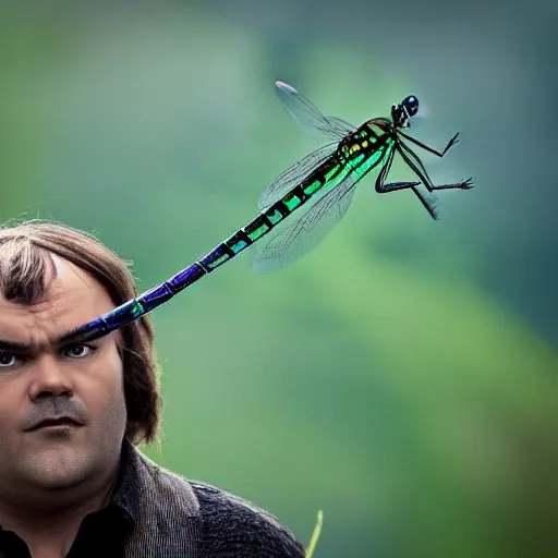 Prompt: jack black dragonfly hybrid, movie still, 8 k