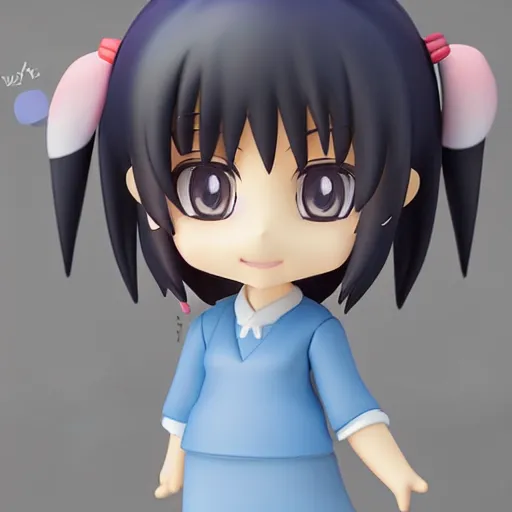 Prompt: character face portrait of a singular kawaii chibi in the sytle of kyoto animation, in simple background, nendoroid eyes, blender, toon rendering