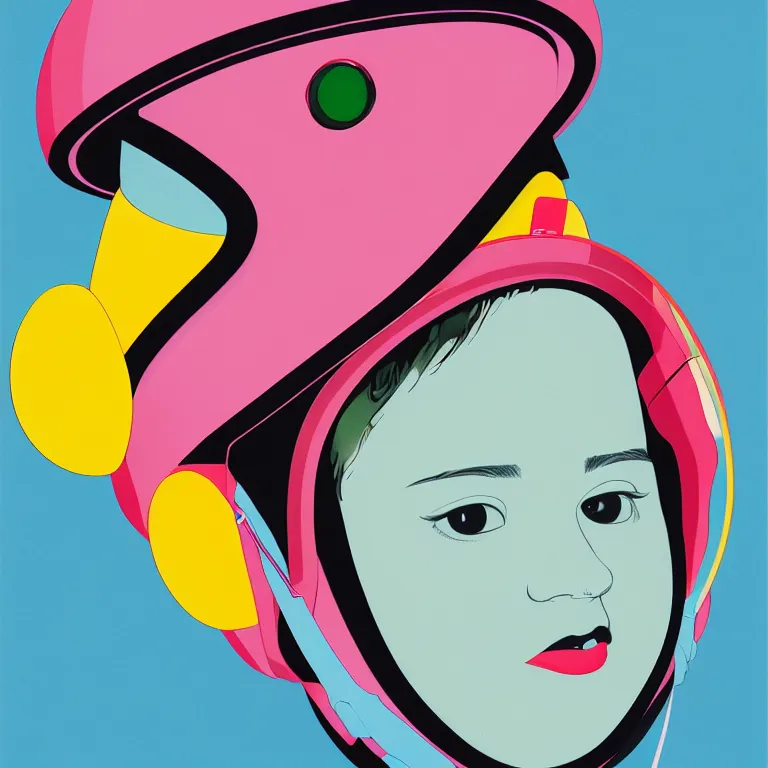 Prompt: portrait of a cute fat girl in a racing helmet by shusei nagaoka kaws david rudnick airbrush on canvas pastell colors cell shaded 8 k