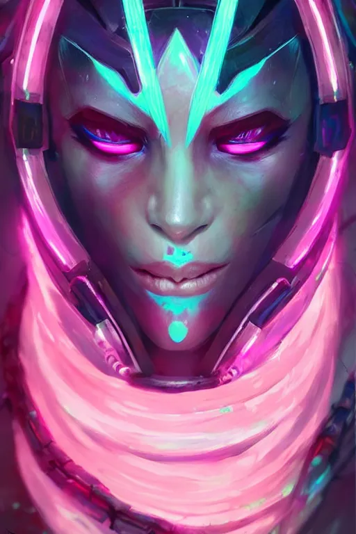 Image similar to akali from league of legends, cyberpunk futuristic neon. wearing ninja face mask decorated with traditional japanese ornaments by ismail inceoglu dragan bibin hans thoma greg rutkowski alexandros pyromallis nekro rene maritte illustrated, perfect face, fine details, realistic shaded, fine - face, pretty face, masterpiece